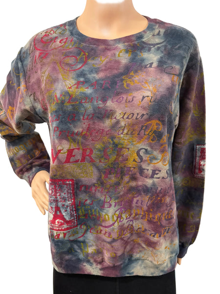 Sweatshirt - Paris Patchwork - Blue/Berry combo