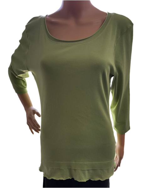 Solid Roll up Round-Neck Top - Lawn