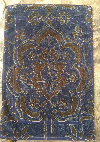 Fresco Towels - Venetian Brocade Navy/Brown - Small Bath Mat