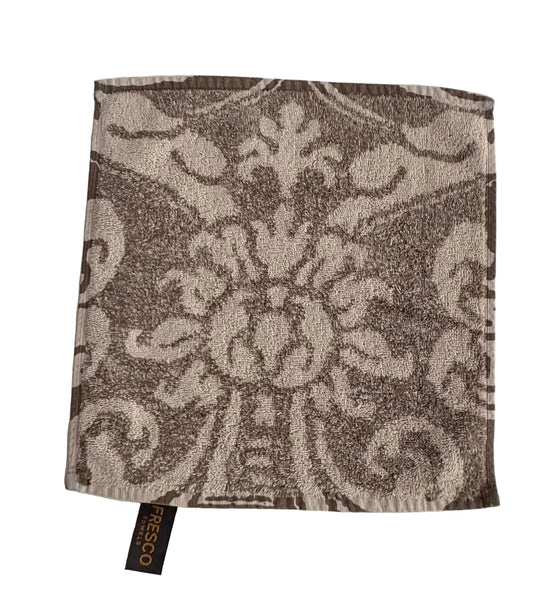 Fresco Towels - Royal Damask Taupe/Bark - Washcloth
