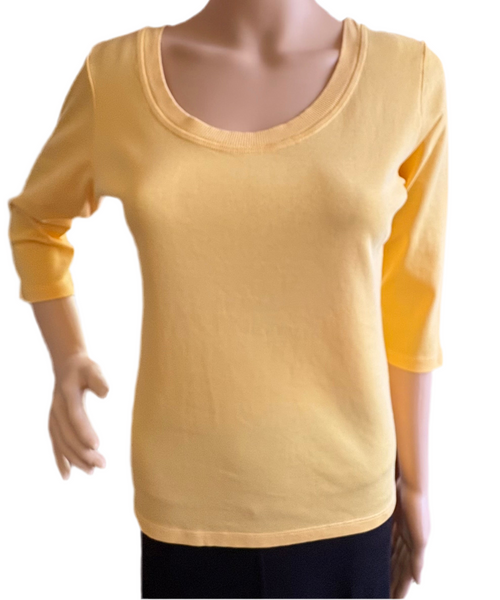 Solid Round-Neck Top - Marigold