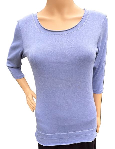 Solid Roll up Round-Neck Top - Plum