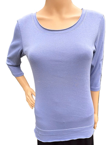 Solid Roll up Round-Neck Top - Plum
