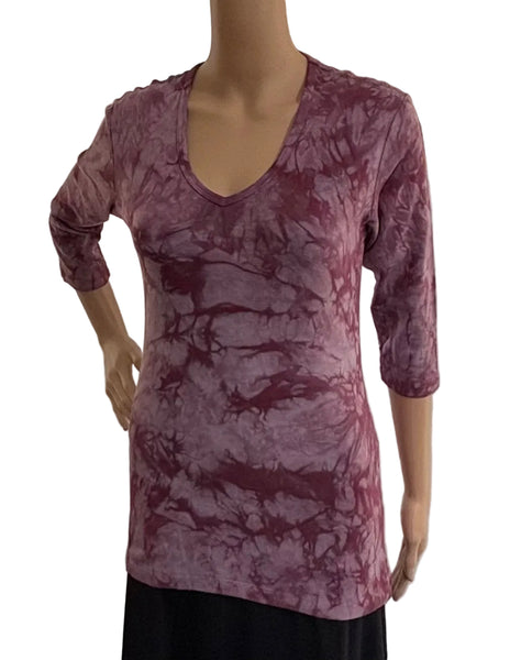 Crystal wash V neck - Wine