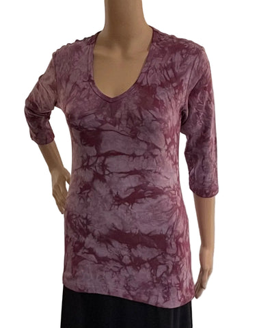 Crystal wash V neck - Wine