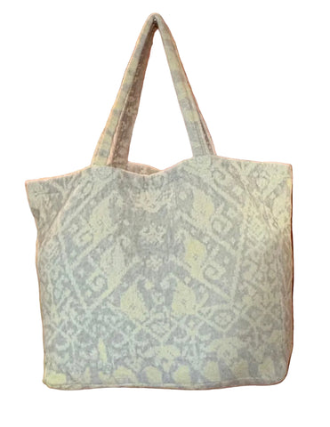 Fresco Towels - Venetian Brocade Lemon/Send - Large Tote Bag