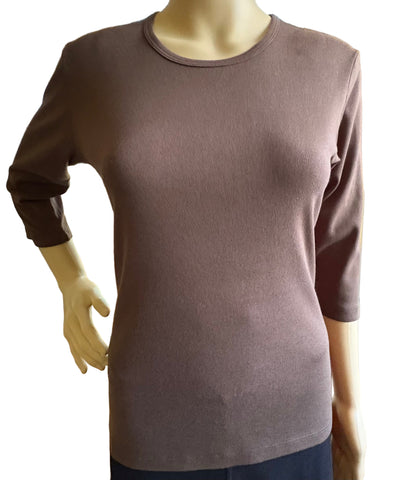 Solid Crew-Neck Top - Coffee Bean