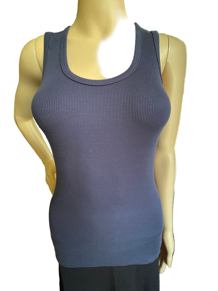 Solid Ribbed Tank - Navy