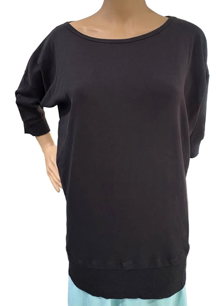 Solid Dolman boat neck top - Black