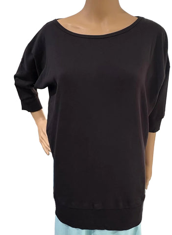 Solid Dolman boat neck top - Black
