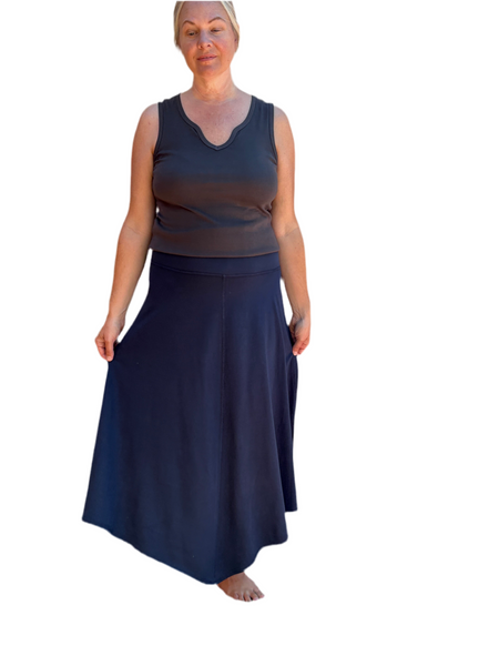 Long Skirt - Garment Dye Solid - Blueberry