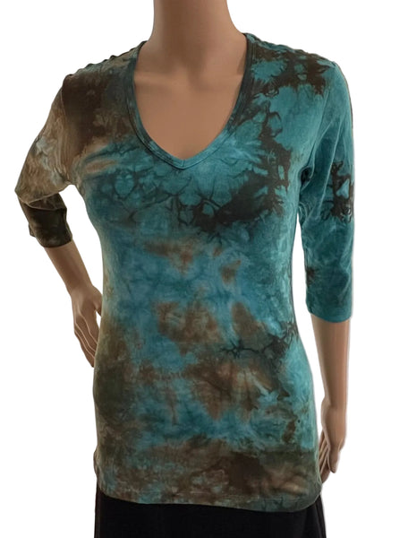 Carrera wash V neck - Brown/Teal