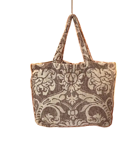 Fresco Towels - Royal Damask Taupe / Brown - Large Tote Bag