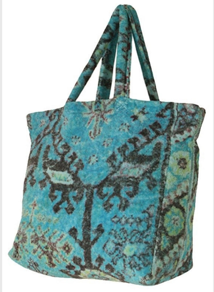 Fresco Towels-Aztec Blue-Large Tote Bag | Glima