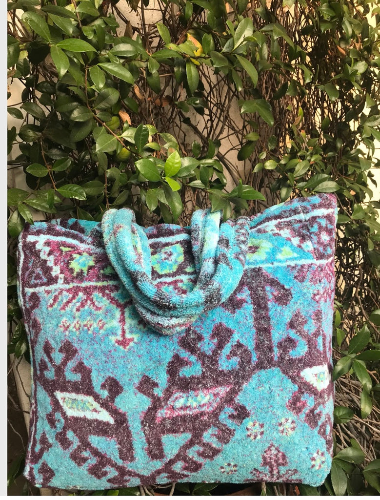 Fresco Towels-Aztec Blue-Large Tote Bag | Glima