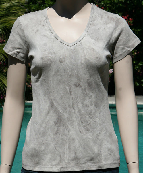 Marbleized Short sleeves V neck - Grey