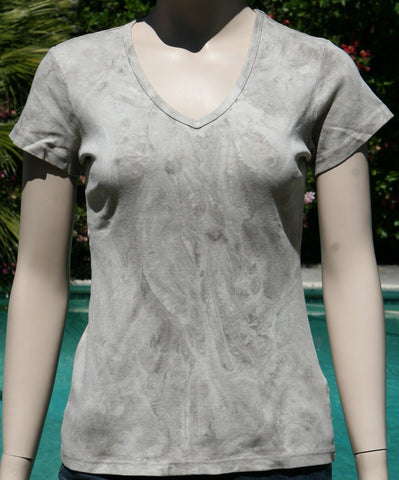Marbleized Short sleeves V neck - Grey