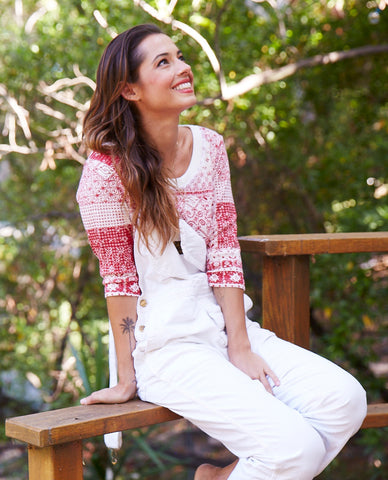 Bandana Scoop Neck - Red/White