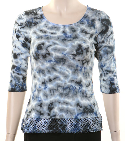 Lace Hem Crinkle wash - Charcoal/Blue (Petite sizing)