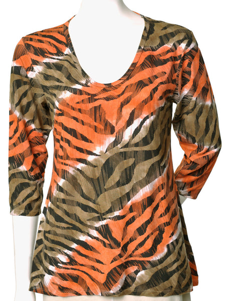 Oval-Neck Zebra Diagonal wash - Orange/Brown