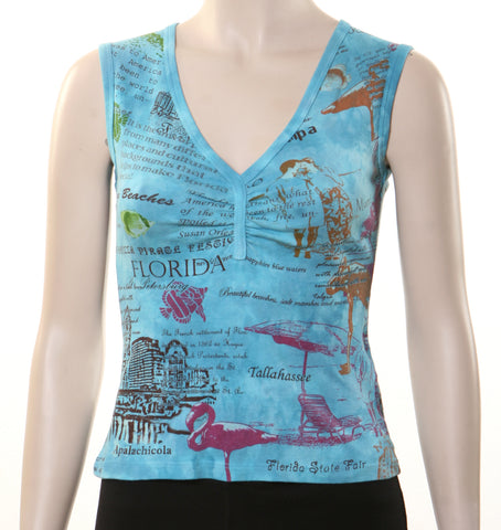 Florida Sleeveless V neck - Teal green (Petite Sizing)