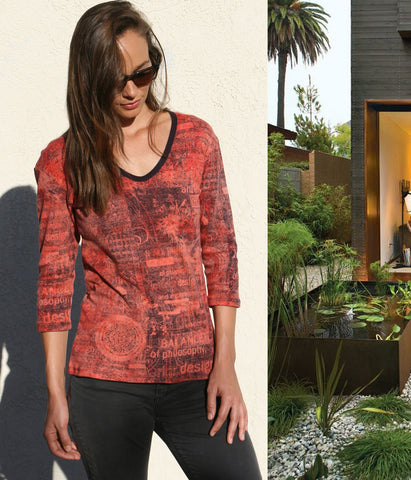 Feng Shui V neck - Paprika