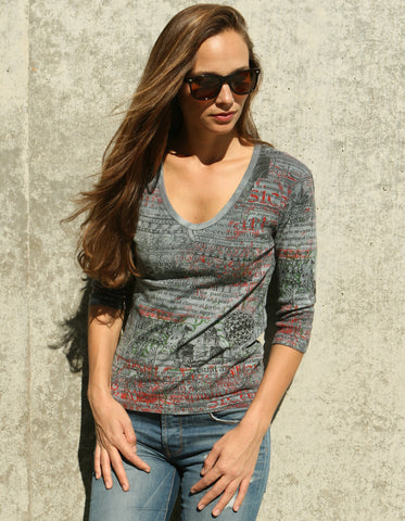 S size Only - Neo-Classical  V neck - Black/Gray