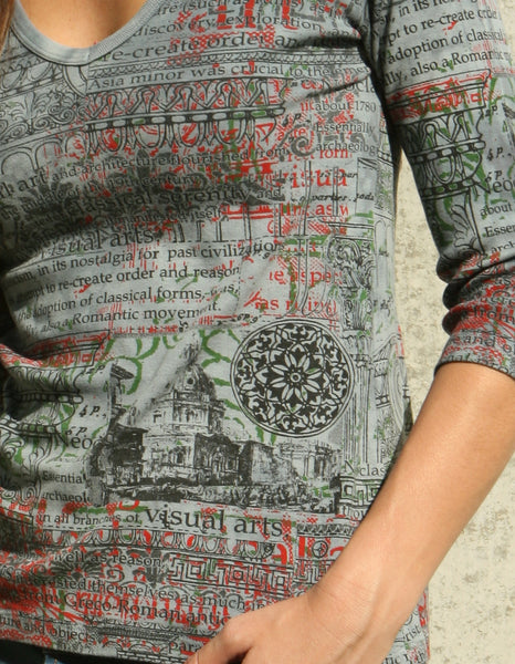 S size Only - Neo-Classical  V neck - Black/Gray