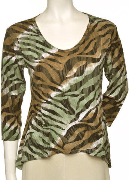Oval-Neck Zebra Diagonal Wash - Olive/Brown