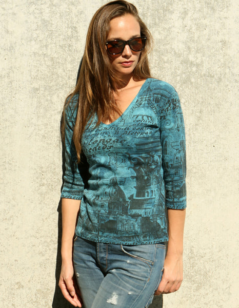Palazzo V-Neck - Teal