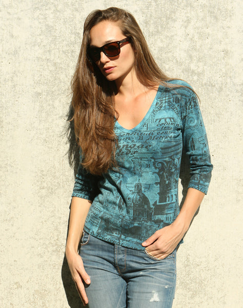 Palazzo V-Neck - Teal