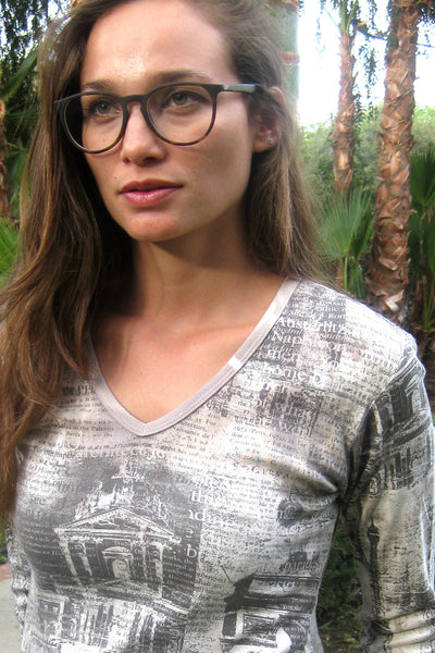 Notre Dame V neck - Grey/Taupe