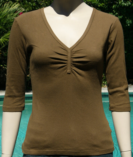 Solid Pinched V Neck - Coconut