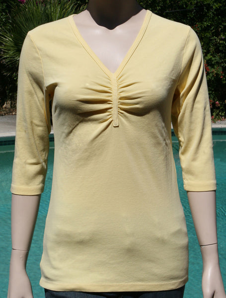 Solid Pinched V Neck - Canary