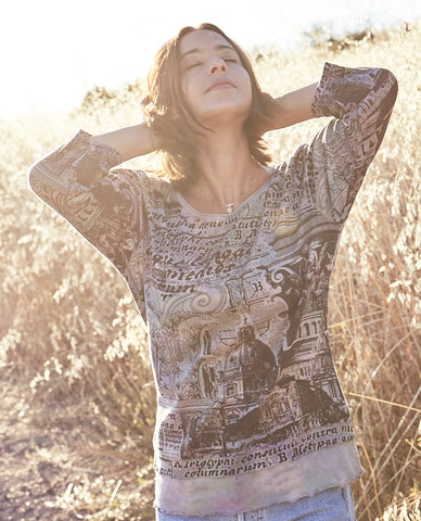 Palazzo Layered Hem Top - Lavender combo