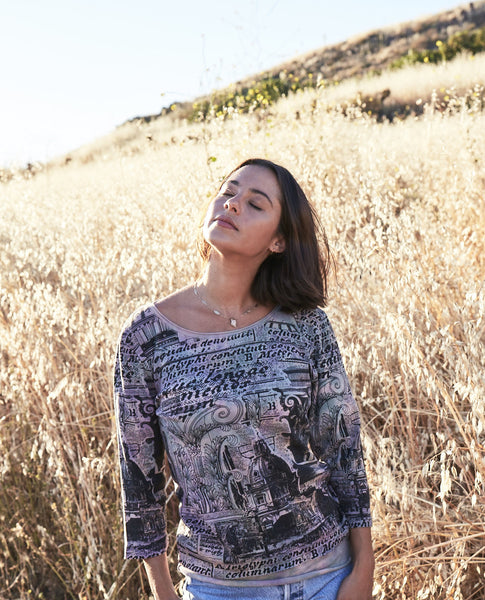 Palazzo Layered Hem Top - Lavender combo