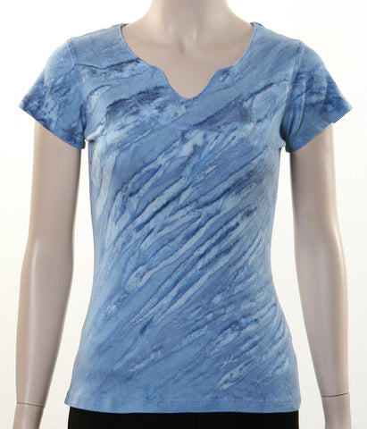 Diagonal Marble wash Short Sleeves - Indigo (Petite Sizing)