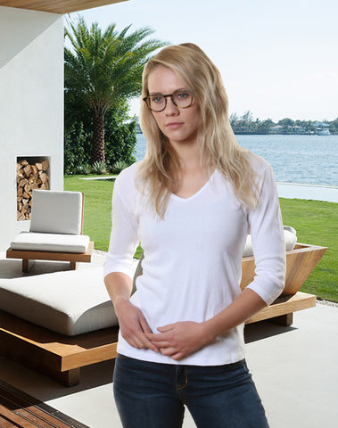 Solid V-Neck Top - White