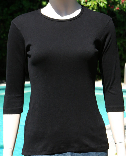 Solid Crew-Neck Top - Black