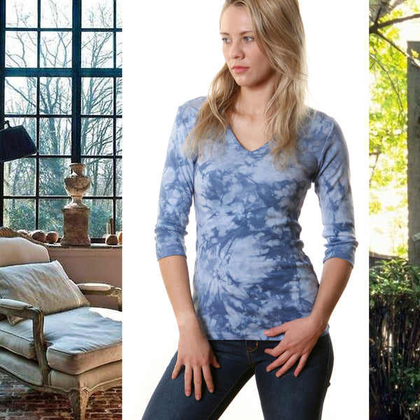 Crystal wash V neck - Sky Blue