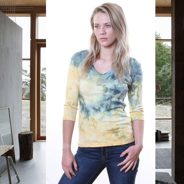 Carrera wash V neck - Olive/Gold