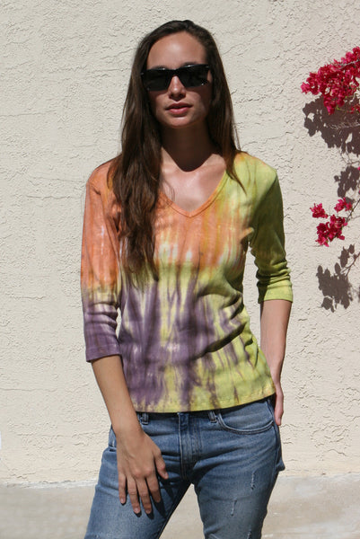 Revival Wash V neck - Orange/Lime/Purple