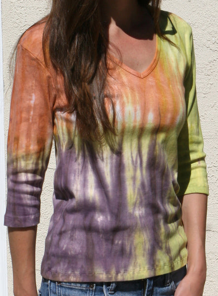Revival Wash V neck - Orange/Lime/Purple