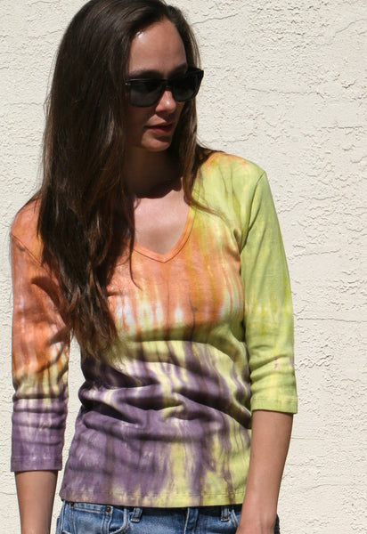 Revival Wash V neck - Orange/Lime/Purple