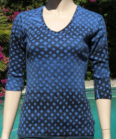 S size Only - Lattice V neck - Indigo/Blue