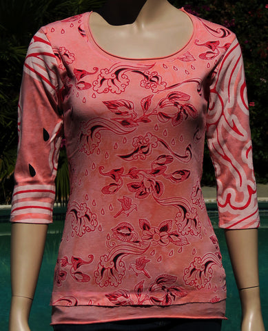 Summer Breeze Roll up Round-neck - Coral