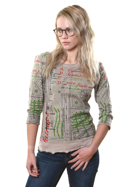 Dorian Temple Layered Hem top - Taupe