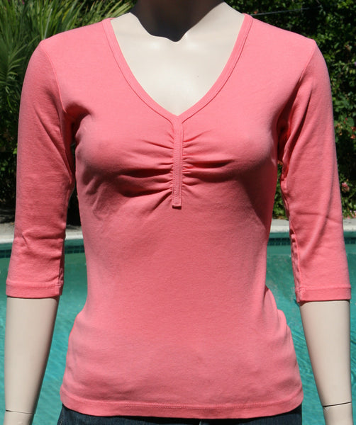 Solid Pinched V Neck - Rose