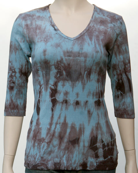 Oak wash V neck - Kona/Blue combo