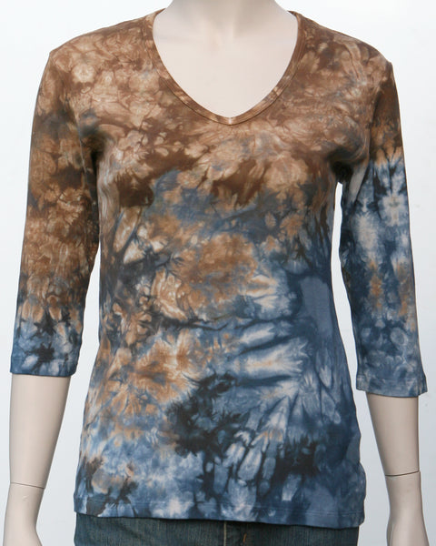 Carrera wash V neck - Indigo/Brown